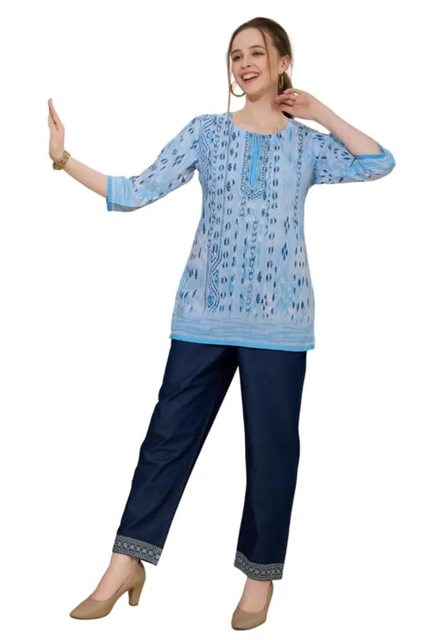 Women's Ethnic Print Cotton Short Kurti