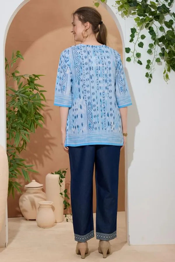 Women's Ethnic Print Cotton Short Kurti