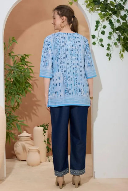 Women's Ethnic Print Cotton Short Kurti