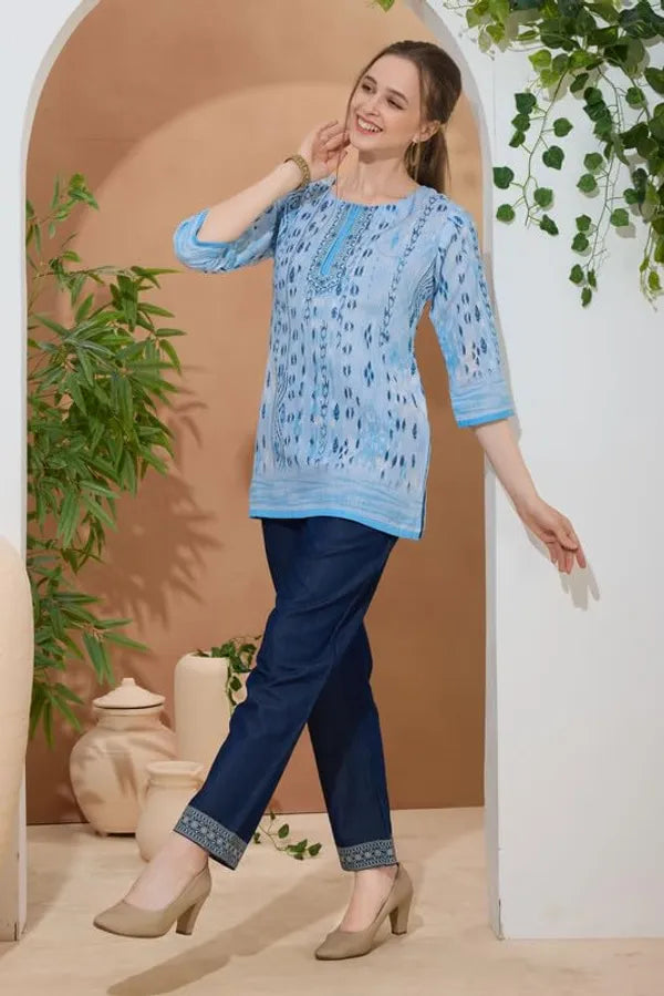 Women's Ethnic Print Cotton Short Kurti