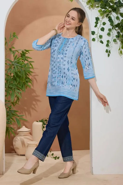 Women's Ethnic Print Cotton Short Kurti