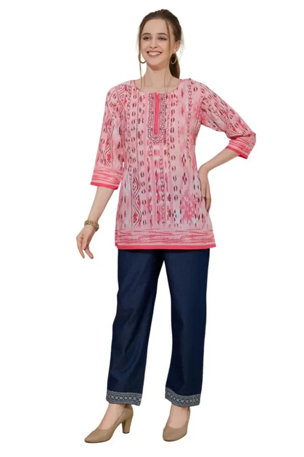 Women's Ethnic Print Cotton Short Kurti