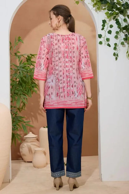 Women's Ethnic Print Cotton Short Kurti