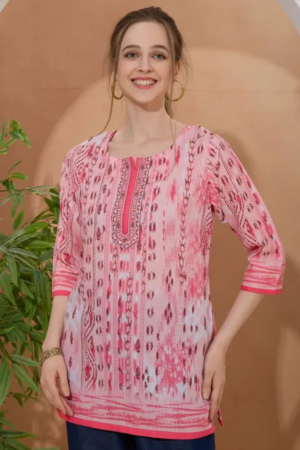 Women's Ethnic Print Cotton Short Kurti