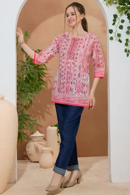 Women's Ethnic Print Cotton Short Kurti