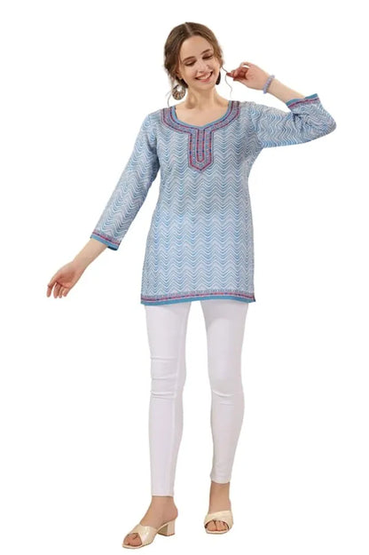 Women's Ethnic Print Cotton Short Kurti