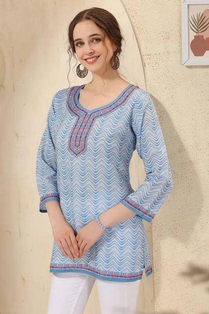 Women's Ethnic Print Cotton Short Kurti