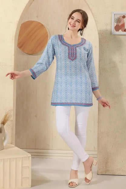 Women's Ethnic Print Cotton Short Kurti