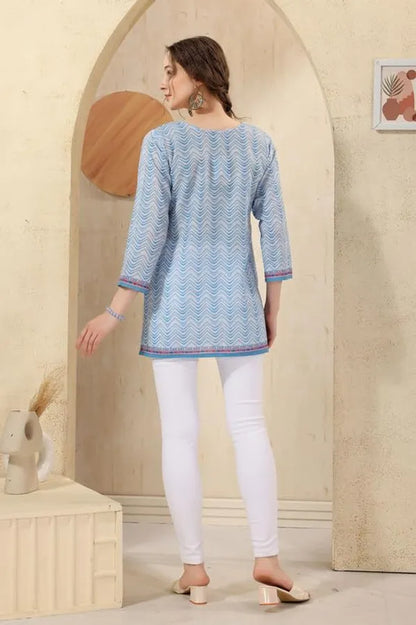 Women's Ethnic Print Cotton Short Kurti