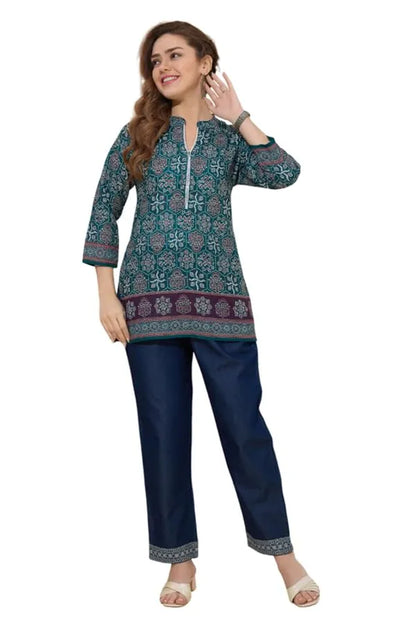 Women's Ethnic Print Cotton Short Kurti
