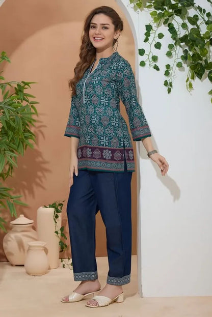 Women's Ethnic Print Cotton Short Kurti