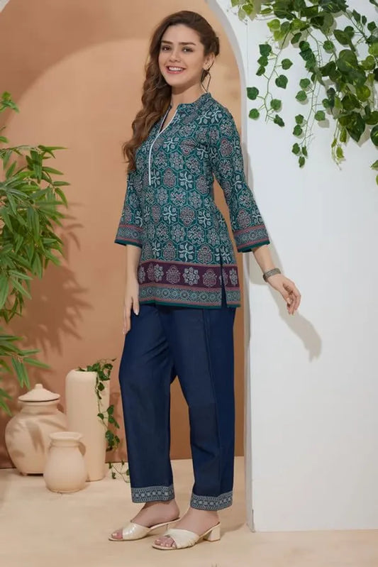 Women's Ethnic Print Cotton Short Kurti