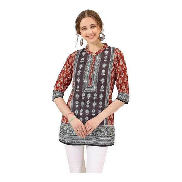 Cotton Print Short Tunic Top For Women And Girls | Kurti Tops | Short Kurti | Short Kurti For Women | Short Kurti For Girls
