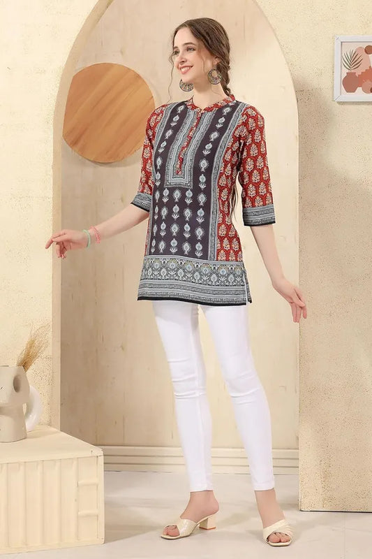 Cotton Print Short Tunic Top For Women And Girls | Kurti Tops | Short Kurti | Short Kurti For Women | Short Kurti For Girls