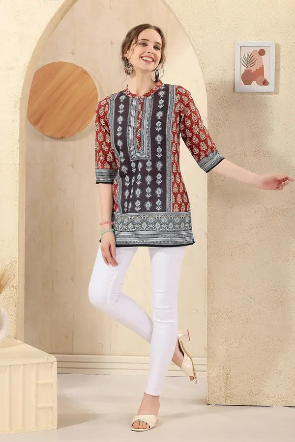 Cotton Print Short Tunic Top For Women And Girls | Kurti Tops | Short Kurti | Short Kurti For Women | Short Kurti For Girls