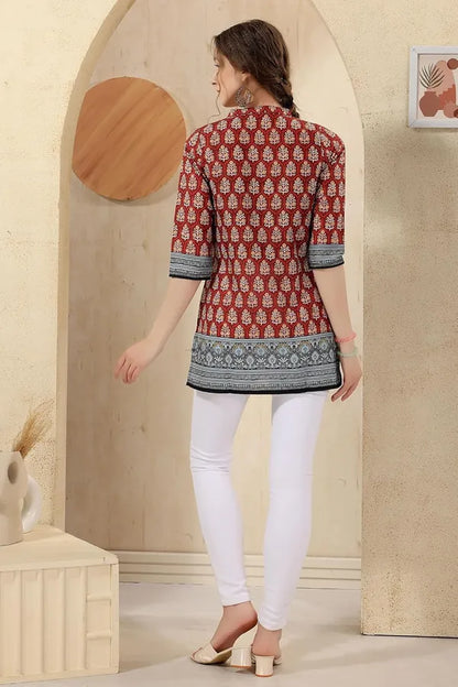 Cotton Print Short Tunic Top For Women And Girls | Kurti Tops | Short Kurti | Short Kurti For Women | Short Kurti For Girls