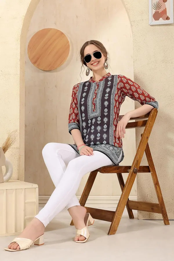 Cotton Print Short Tunic Top For Women And Girls | Kurti Tops | Short Kurti | Short Kurti For Women | Short Kurti For Girls