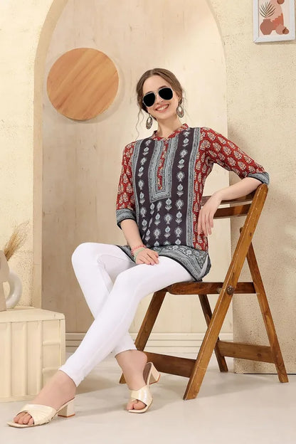 Cotton Print Short Tunic Top For Women And Girls | Kurti Tops | Short Kurti | Short Kurti For Women | Short Kurti For Girls