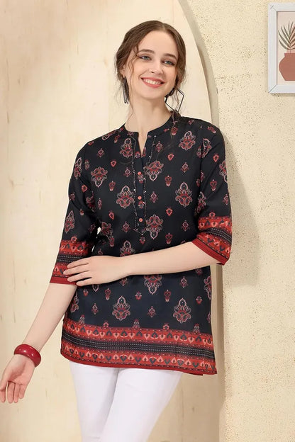Cotton Print Short Tunic Top For Women And Girls | Kurti Tops | Short Kurti | Short Kurti For Women | Short Kurti For Girls