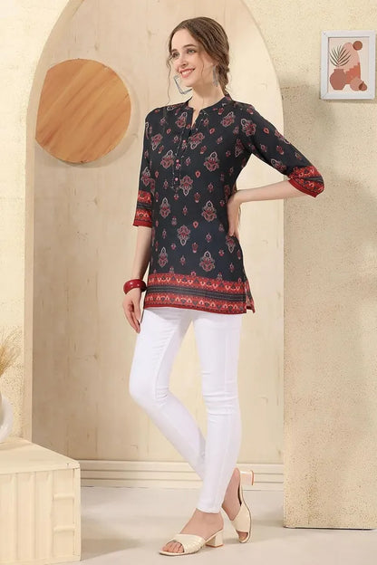 Cotton Print Short Tunic Top For Women And Girls | Kurti Tops | Short Kurti | Short Kurti For Women | Short Kurti For Girls