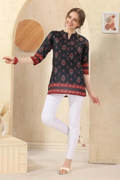 Cotton Print Short Tunic Top For Women And Girls | Kurti Tops | Short Kurti | Short Kurti For Women | Short Kurti For Girls