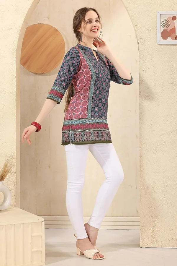 Cotton Print Short Tunic Top For Women And Girls | Kurti Tops | Short Kurti | Short Kurti For Women | Short Kurti For Girls