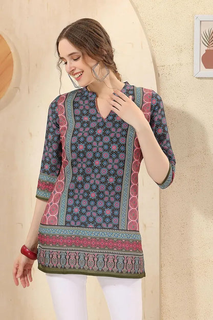 Cotton Print Short Tunic Top For Women And Girls | Kurti Tops | Short Kurti | Short Kurti For Women | Short Kurti For Girls