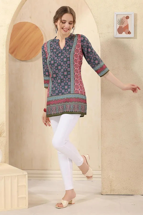 Cotton Print Short Tunic Top For Women And Girls | Kurti Tops | Short Kurti | Short Kurti For Women | Short Kurti For Girls