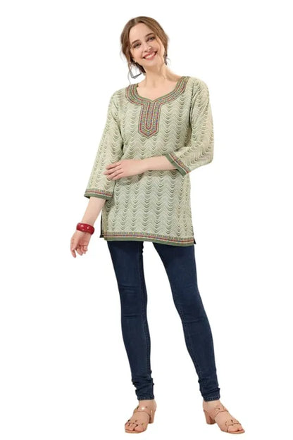 Women's Ethnic Print Cotton Short Kurti