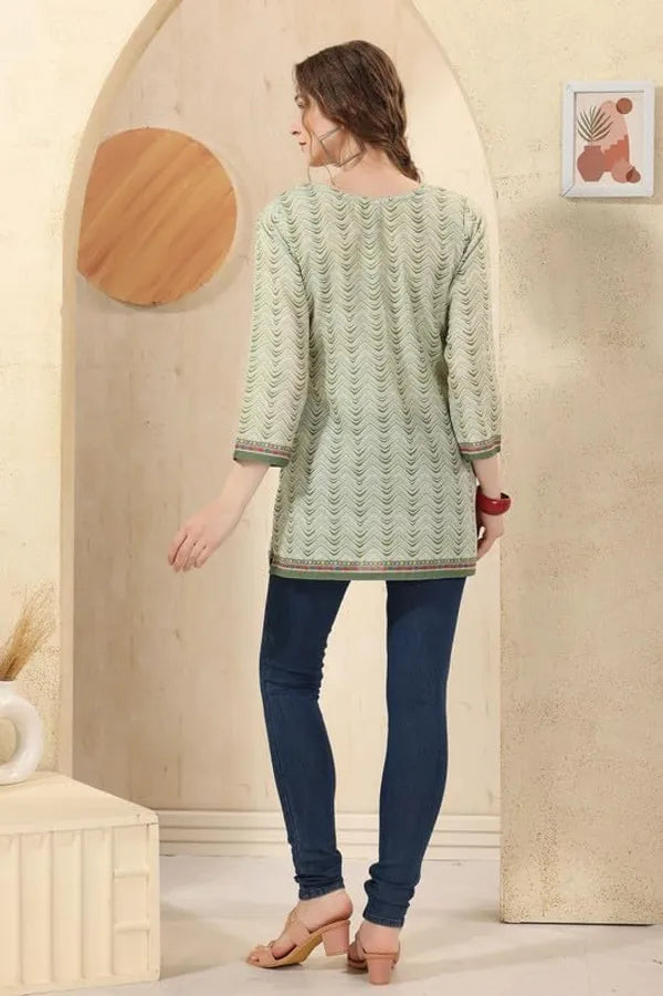 Women's Ethnic Print Cotton Short Kurti