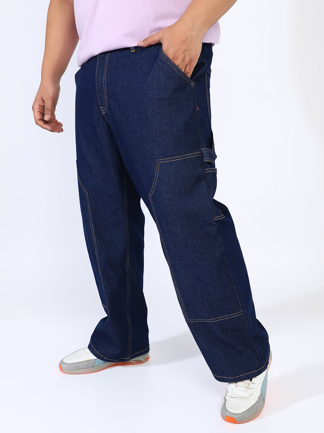 Paneled Patch Pocket Denim Jeans