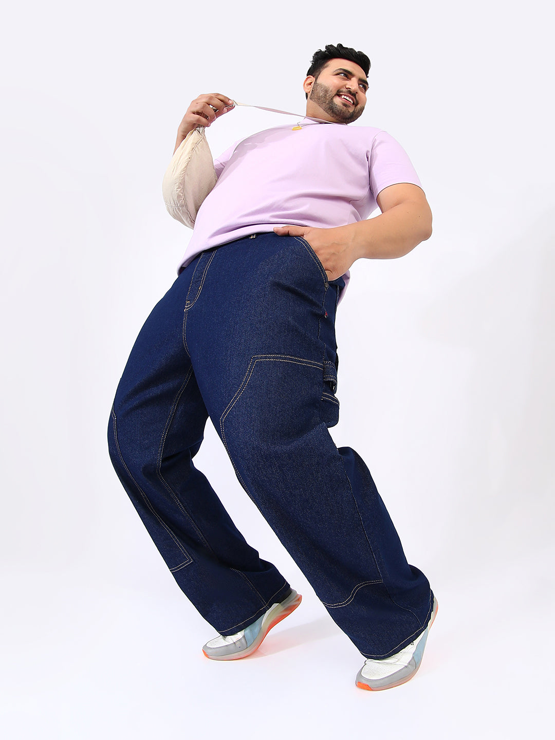 Paneled Patch Pocket Denim Jeans