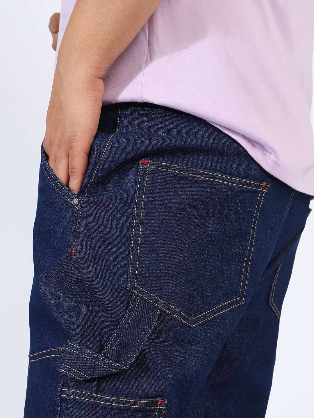 Paneled Patch Pocket Denim Jeans