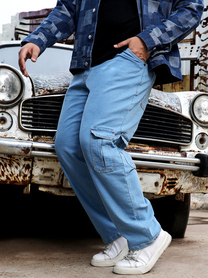 Straight Cargo Denim Jeans