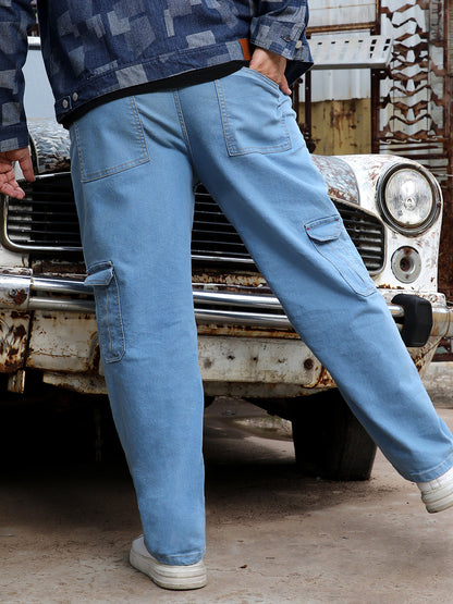 Straight Cargo Denim Jeans