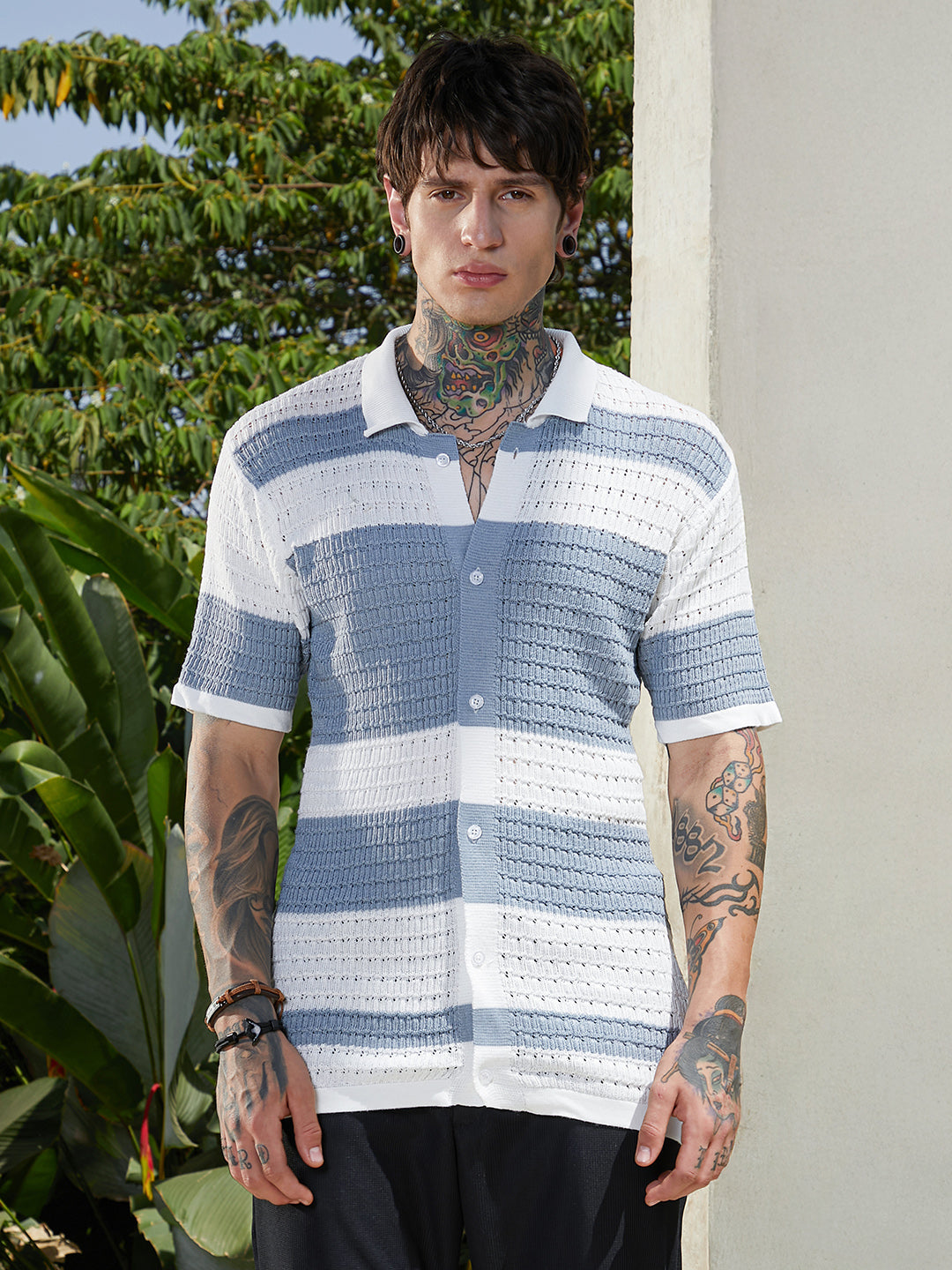 Panel-Knit Relaxed Shirt