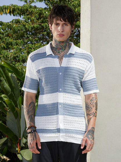 Panel-Knit Relaxed Shirt