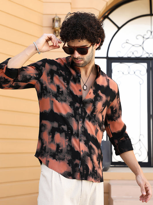 Smudged-Block Regular Shirt