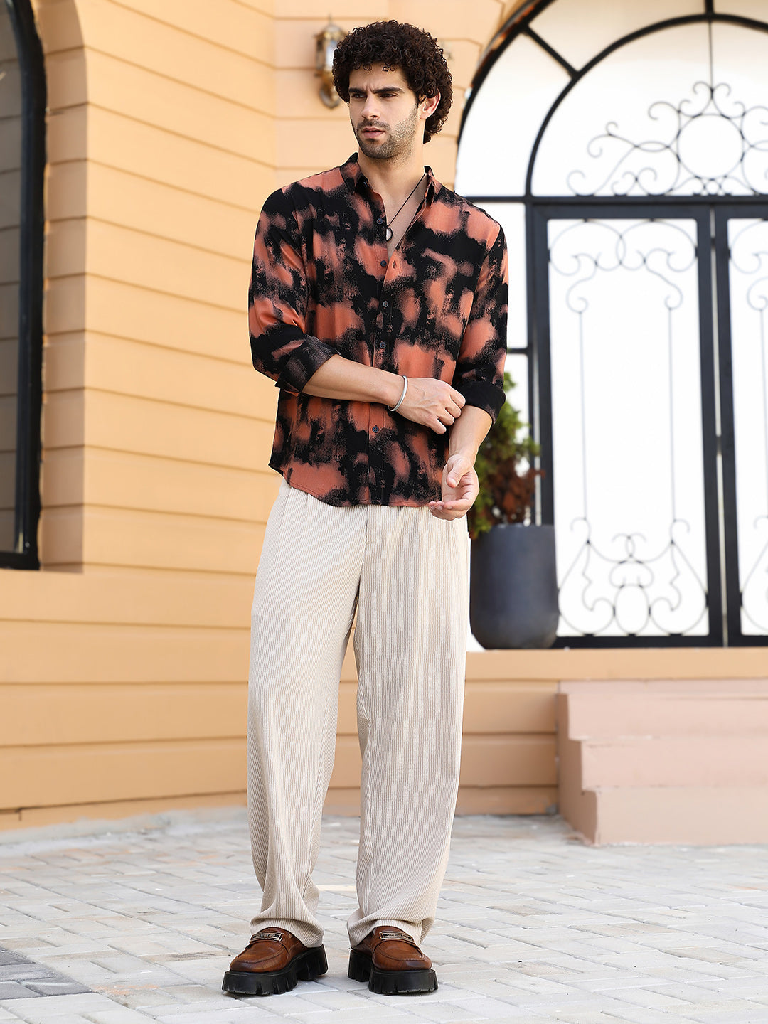 Smudged-Block Regular Shirt