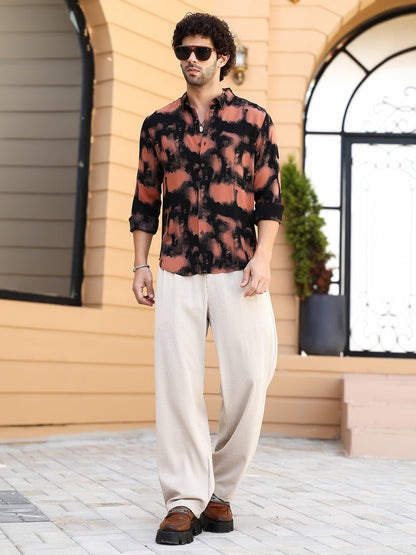 Smudged-Block Regular Shirt