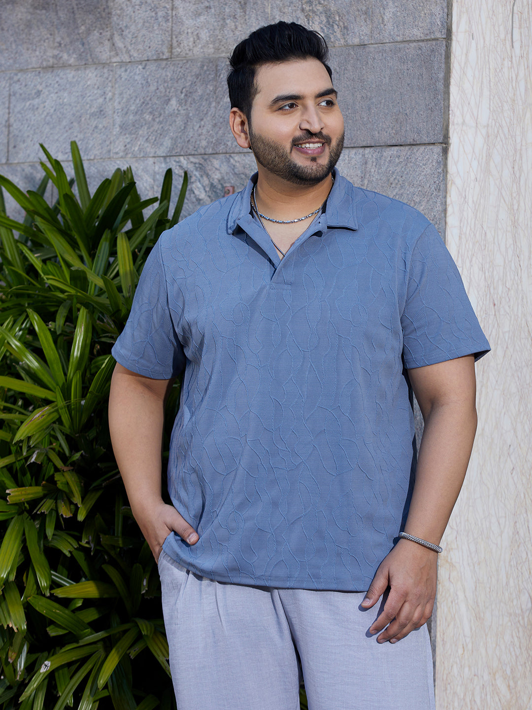 Veined-Tactile Polo T-Shirt