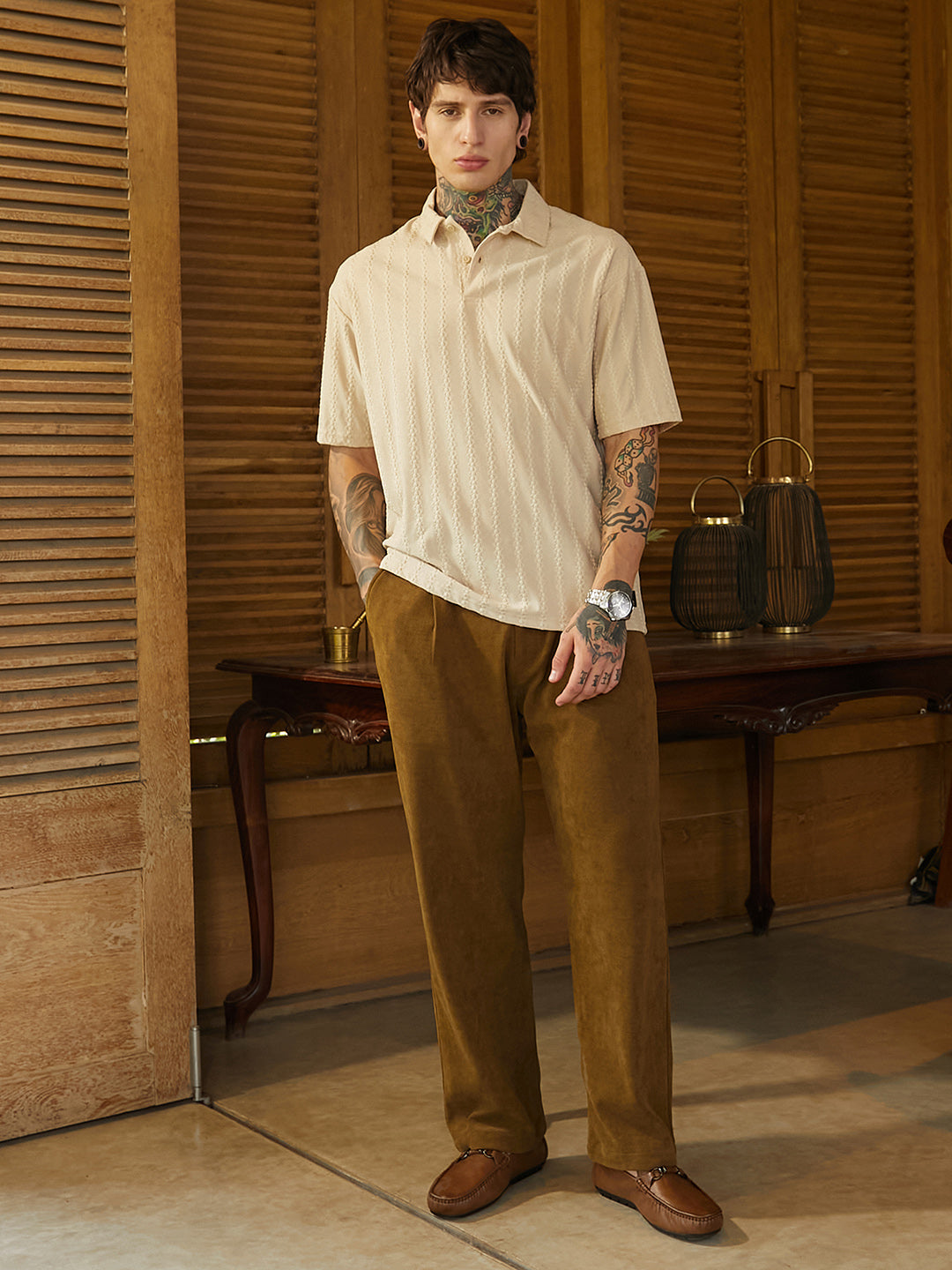 Spiralknot-Tactile Oversized Polo T-Shirt