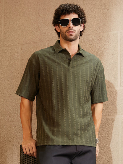 Spiralknot-Tactile Oversized Polo T-Shirt