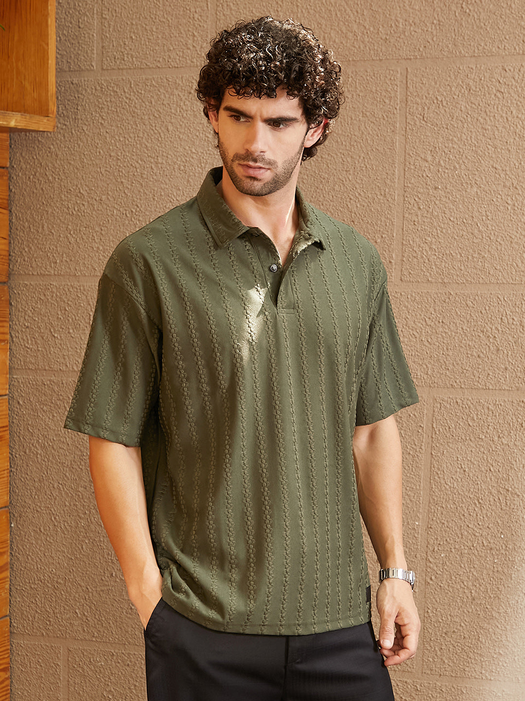 Spiralknot-Tactile Oversized Polo T-Shirt
