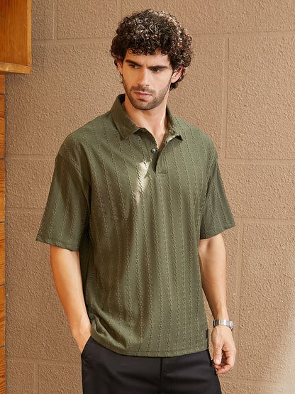 Spiralknot-Tactile Oversized Polo T-Shirt