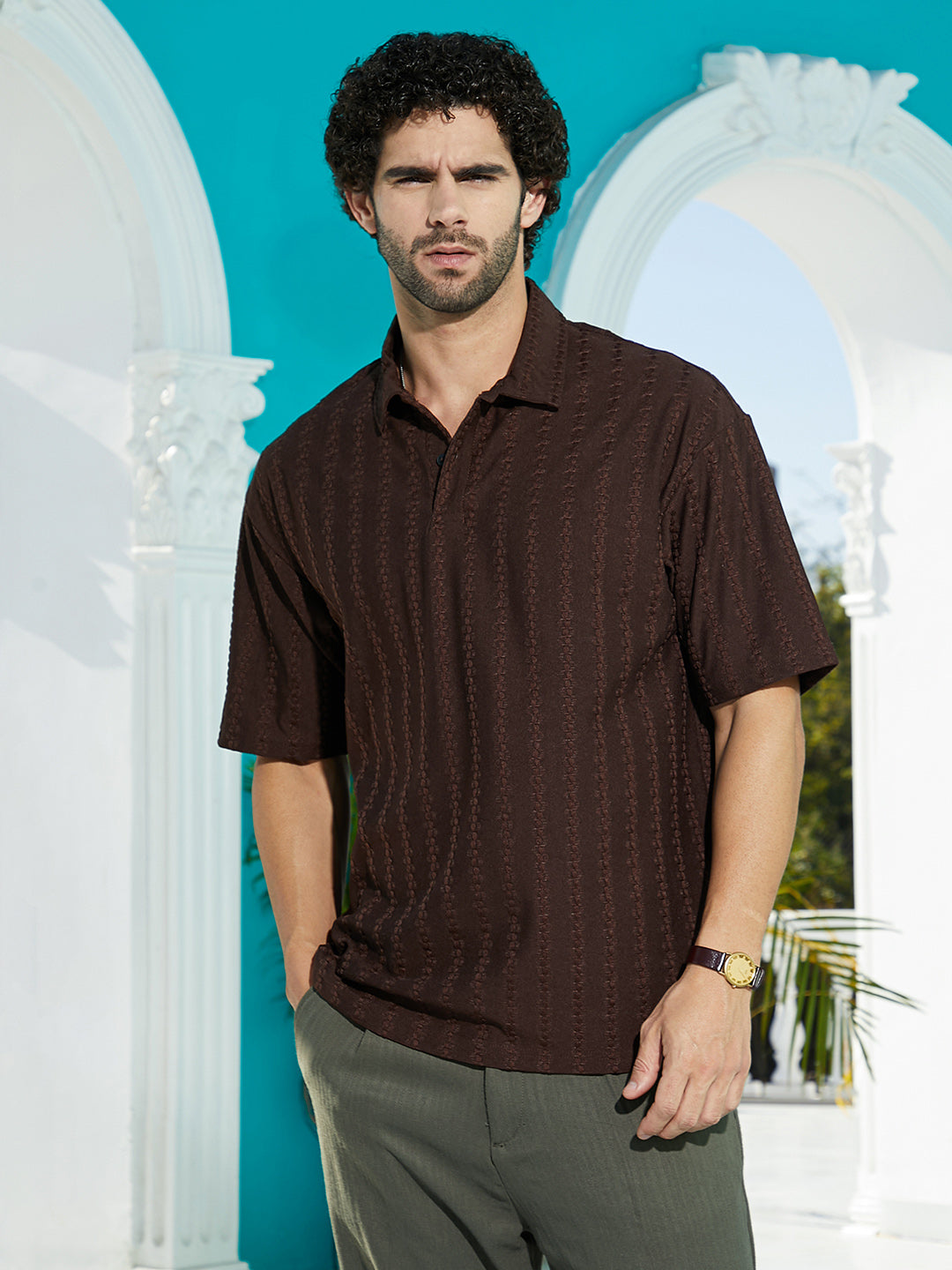 Spiralknot-Tactile Oversized Polo T-Shirt