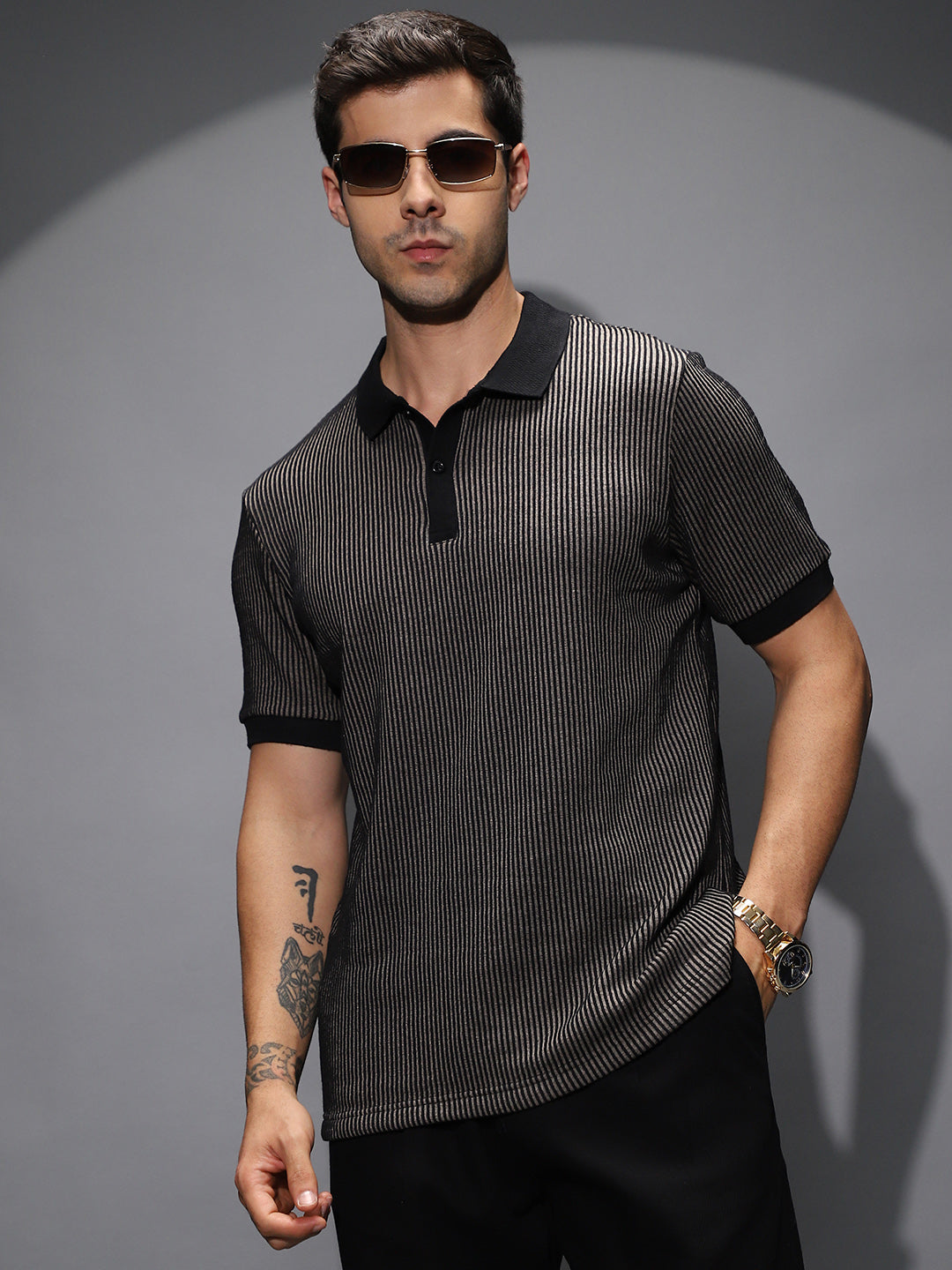Pinstriped Polo T-Shirt