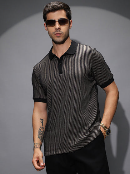 Pinstriped Polo T-Shirt