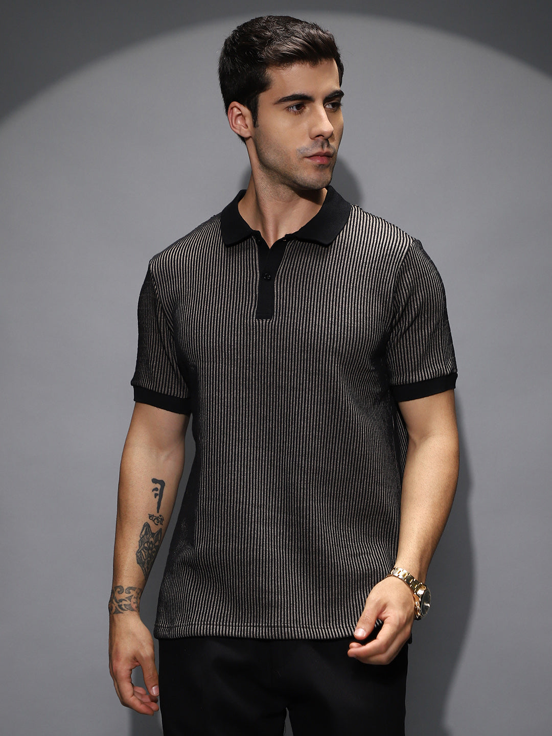 Pinstriped Polo T-Shirt