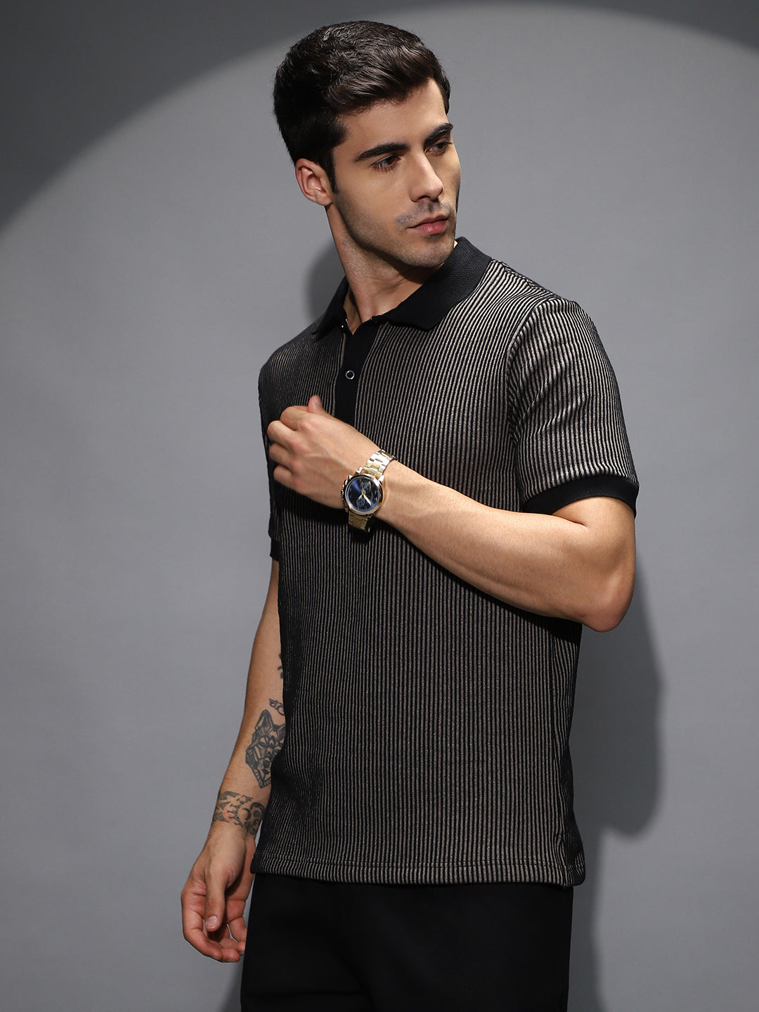 Pinstriped Polo T-Shirt